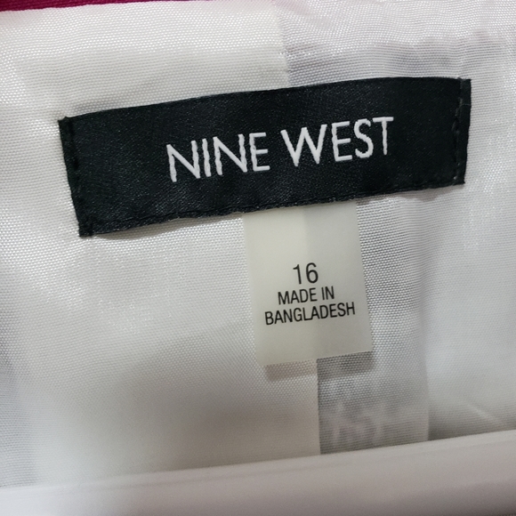 Nine West Checkered Houndstooth Blazer Jacket Magenta Purple Trim, 16 - Picture 5 of 6